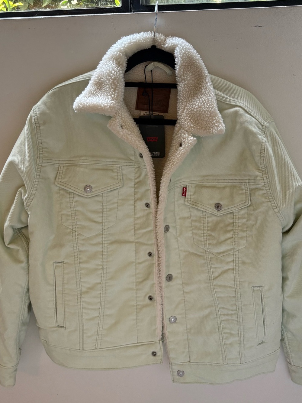 Levi’s Sherpa Trucker Jacket Sea Green Corduroy NWT Size Large